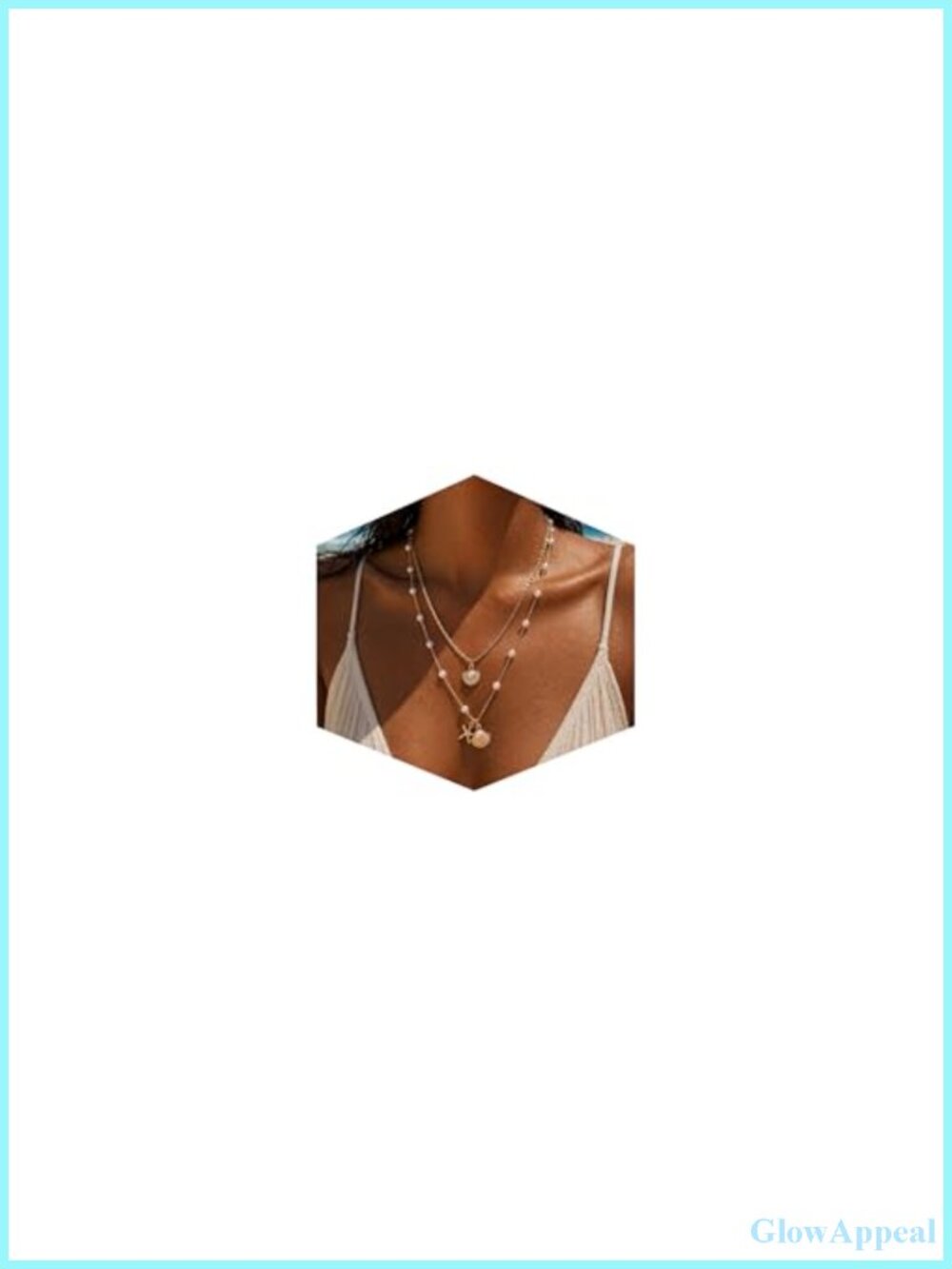 Gold Plated Layered Necklace Shell Starfish Pearl Charm Adjustable Beach